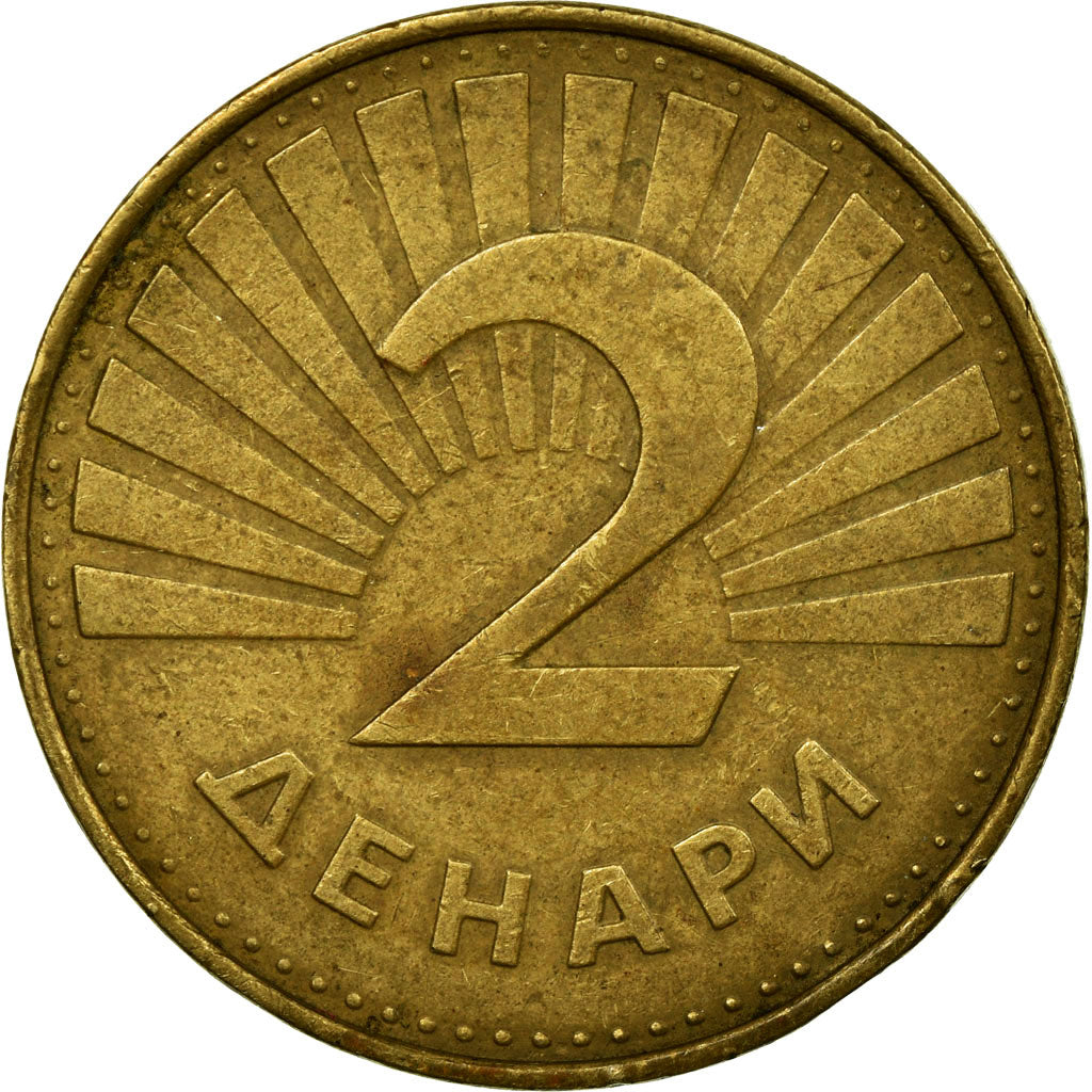 Coin, Macedonia, 2 Denari, 1993, VF(30-35), Brass, KM:3