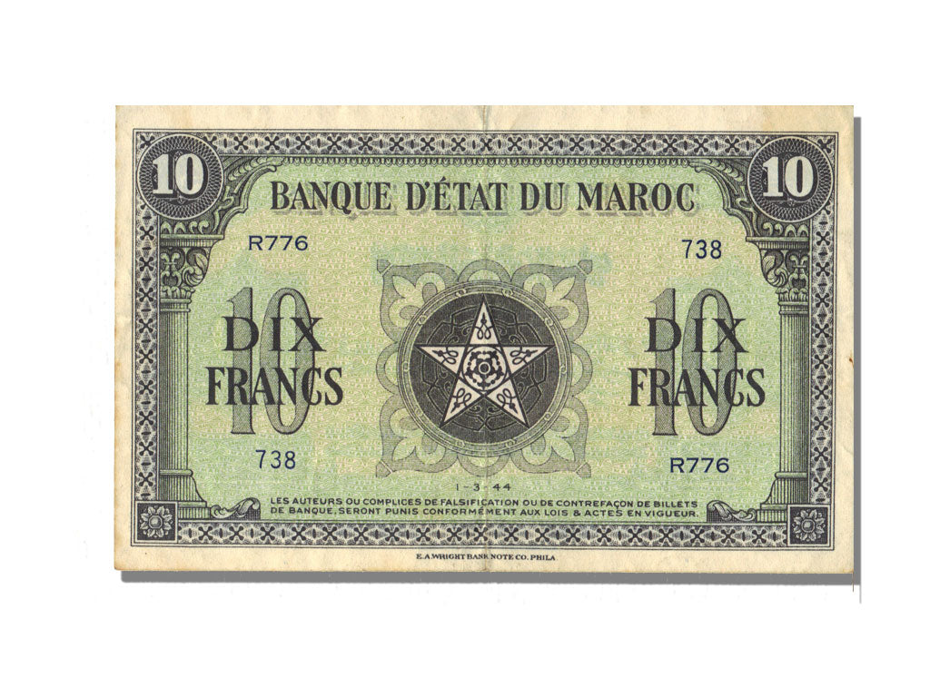 Morocco, 10 Francs, 1944, 1944-03-01, AU(50-53), R776