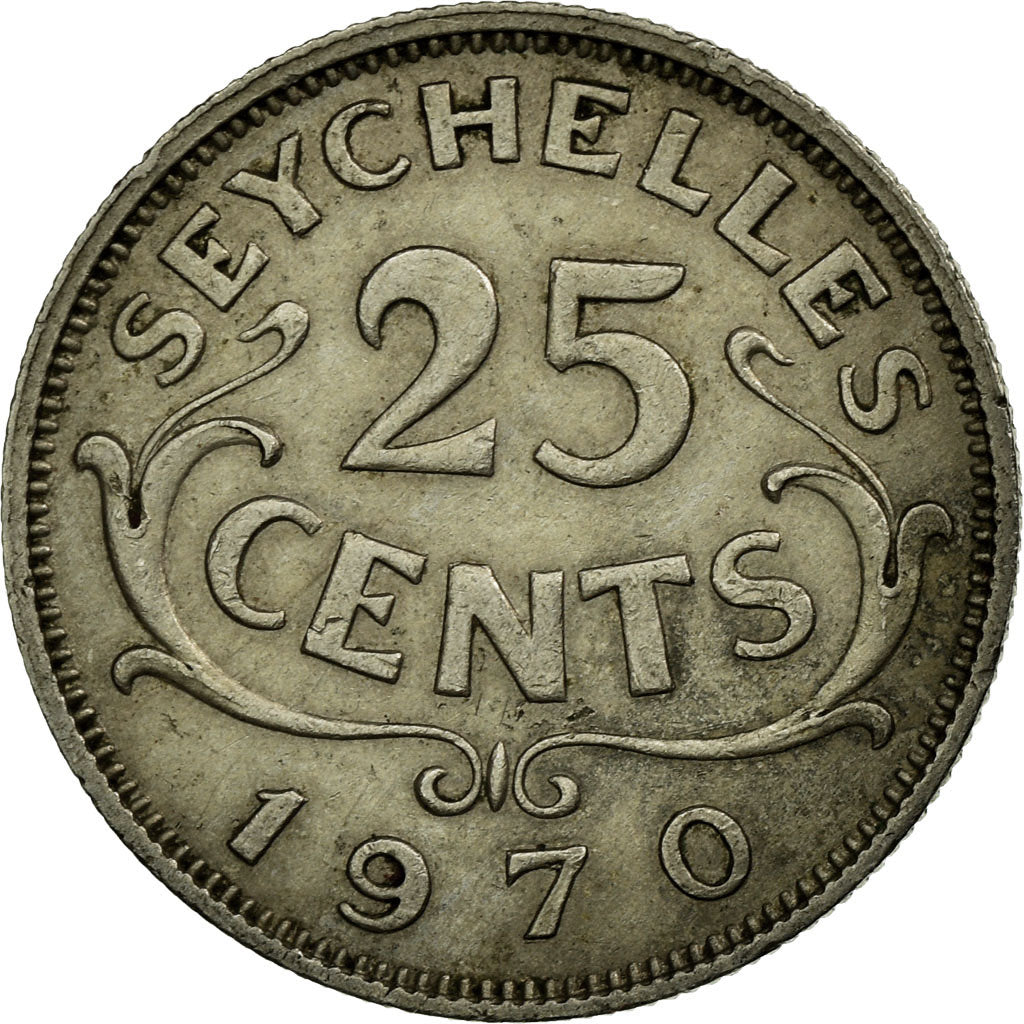 Coin, Seychelles, 25 Cents, 1970, British Royal Mint, EF(40-45), Copper-nickel