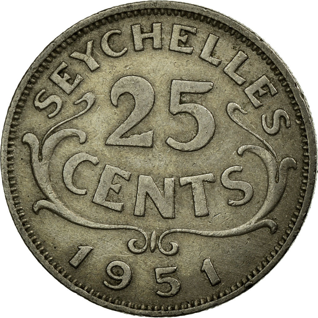 Moneta, Seychelles, 25 Cents, 1951, British Royal Mint, BB, Rame-nichel, KM:9