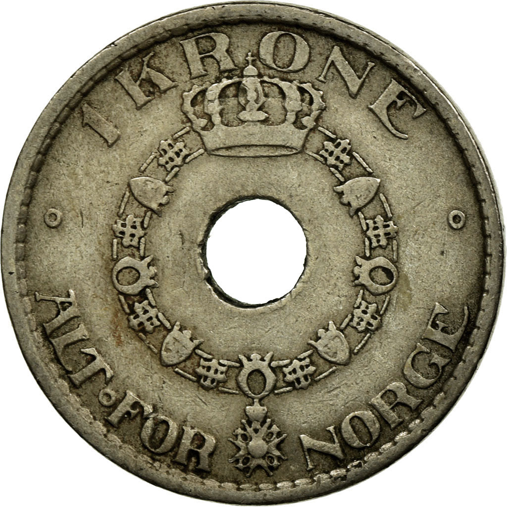 Moneda, Noruega, Haakon VII, Krone, 1927, MBC, Cobre - níquel, KM:385