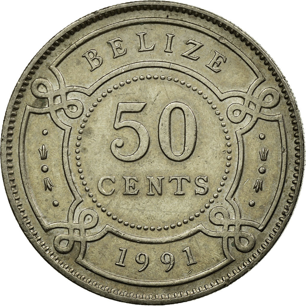 Moneda, Belice, 50 Cents, 1991, Franklin Mint, MBC, Cobre - níquel, KM:37