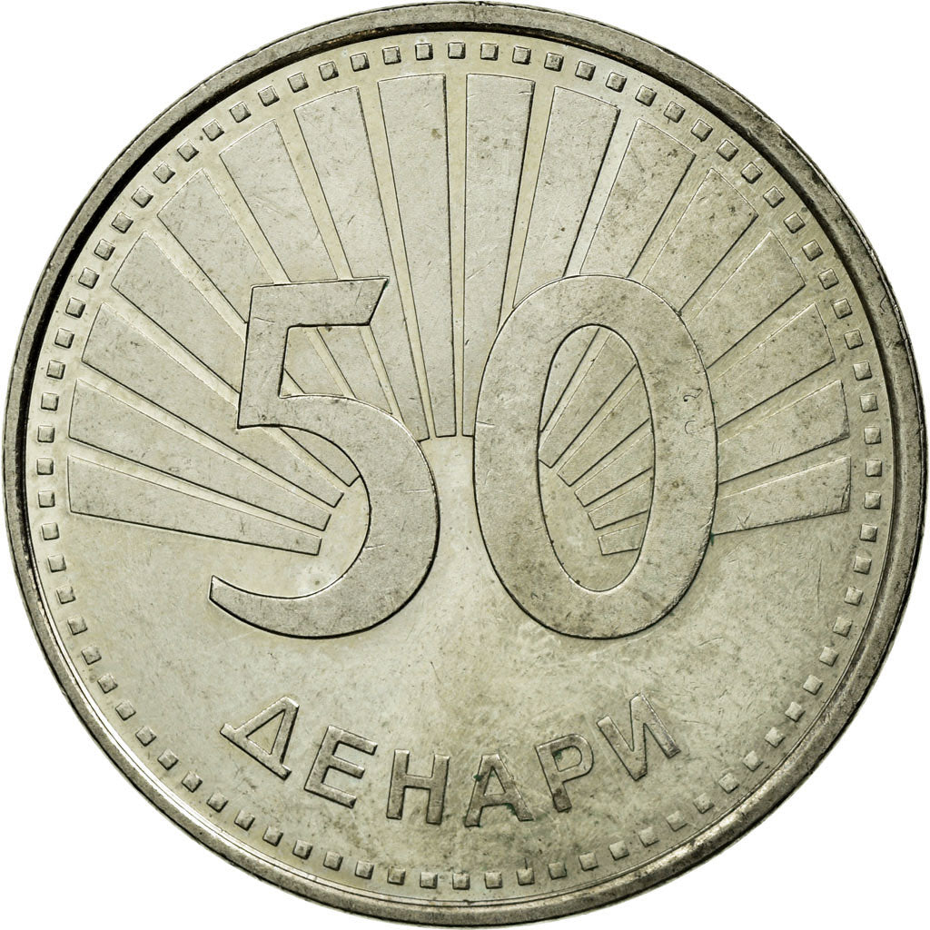 Coin, Macedonia, 50 Denari, 2008, EF(40-45), Brass, KM:32