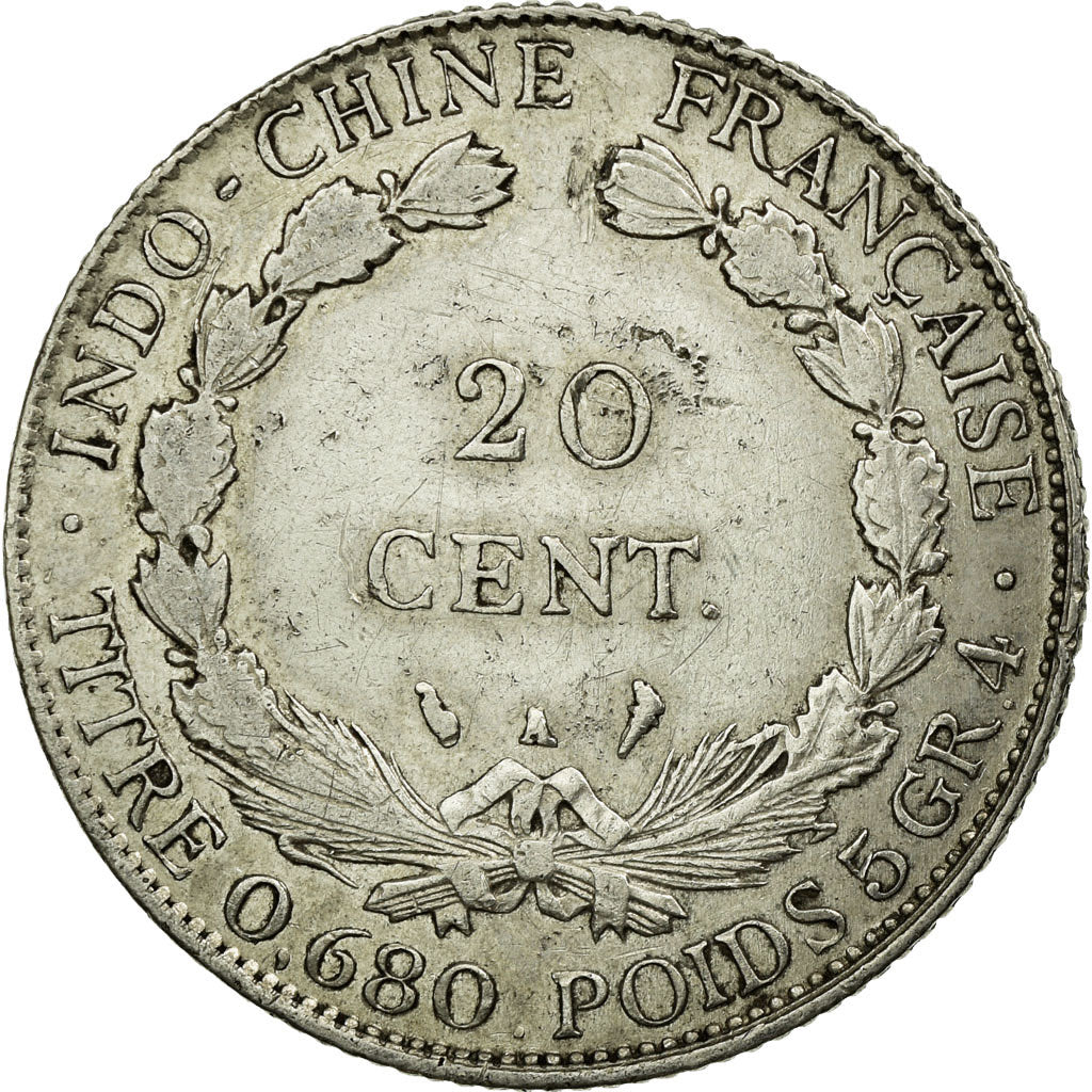 Coin, FRENCH INDO-CHINA, 20 Cents, 1930, Paris, EF(40-45), Silver, KM:17.1