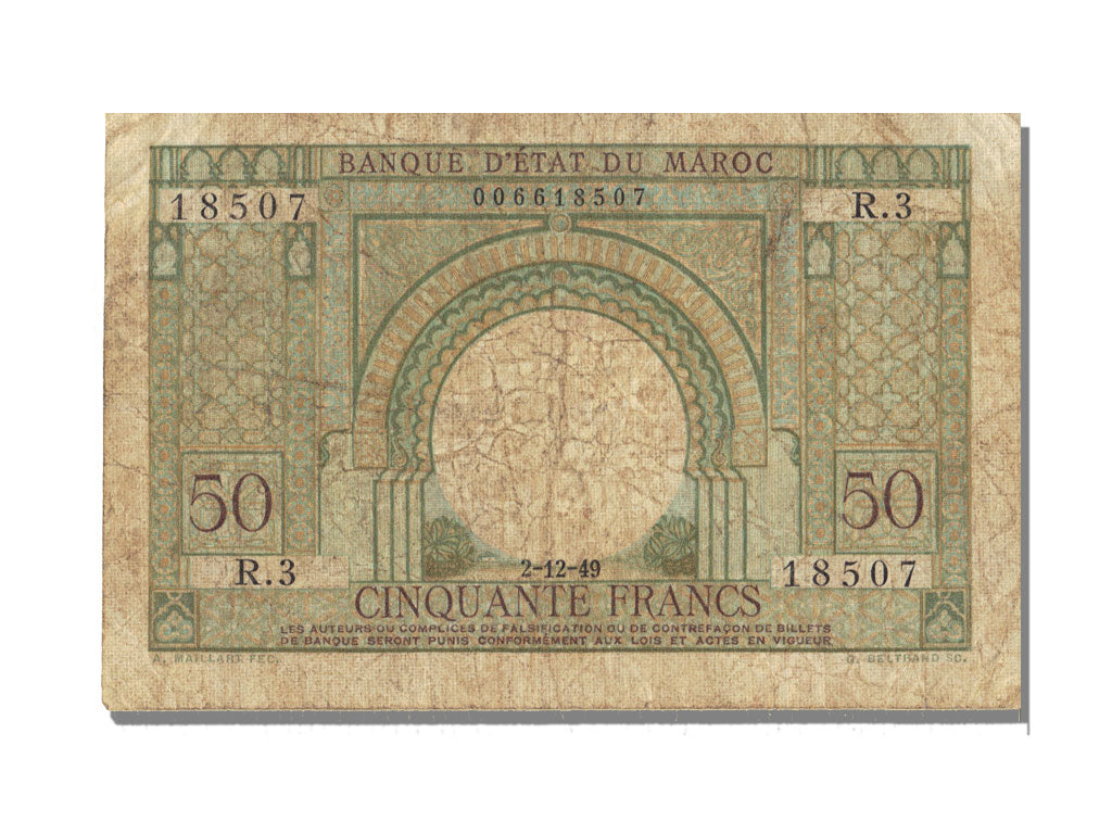 Morocco, 50 Francs, 1949, 1949-12-02, VF(30-35)