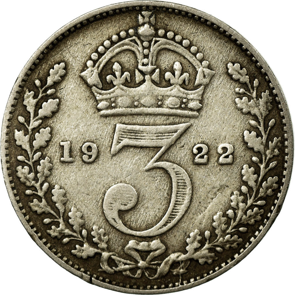 Coin, Great Britain, George V, 3 Pence, 1922, EF(40-45), Silver, KM:813a
