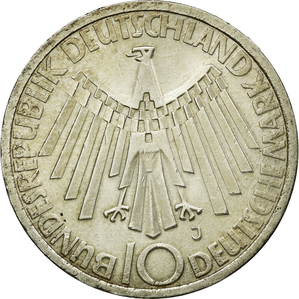 Monnaie, République fédérale allemande, 10 Mark, 1972, Hamburg, TTB, Argent