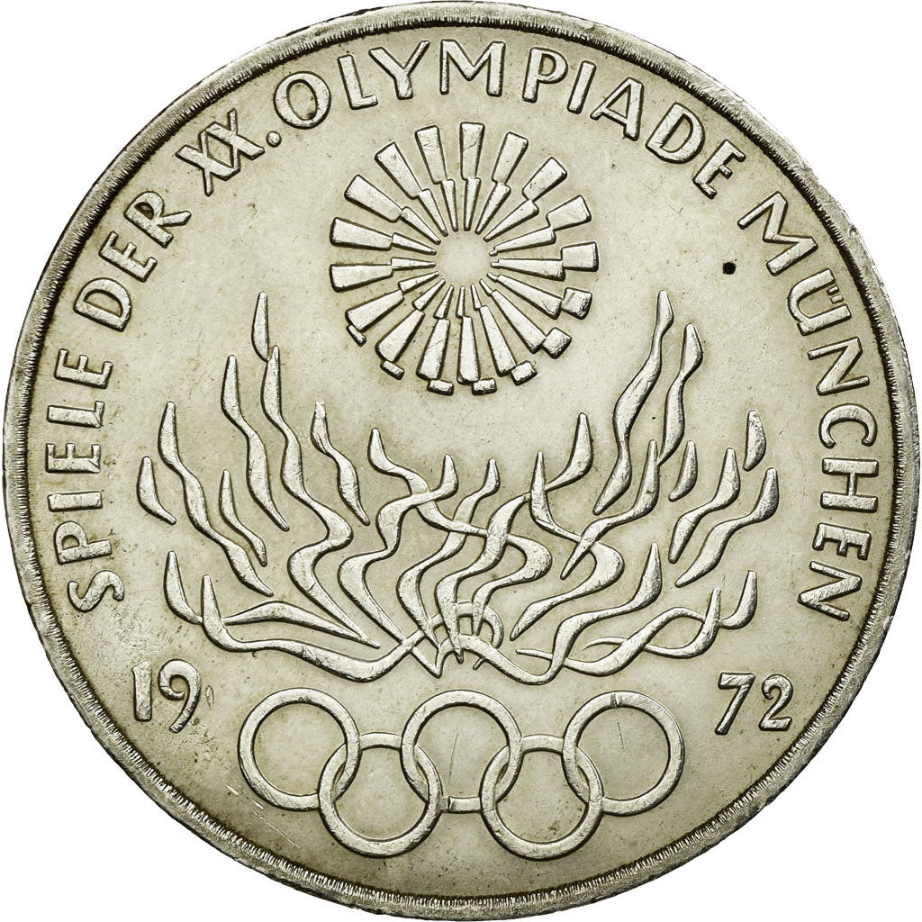 Moneta, Niemcy - RFN, 10 Mark, 1972, Munich, AU(55-58), Srebro, KM:135