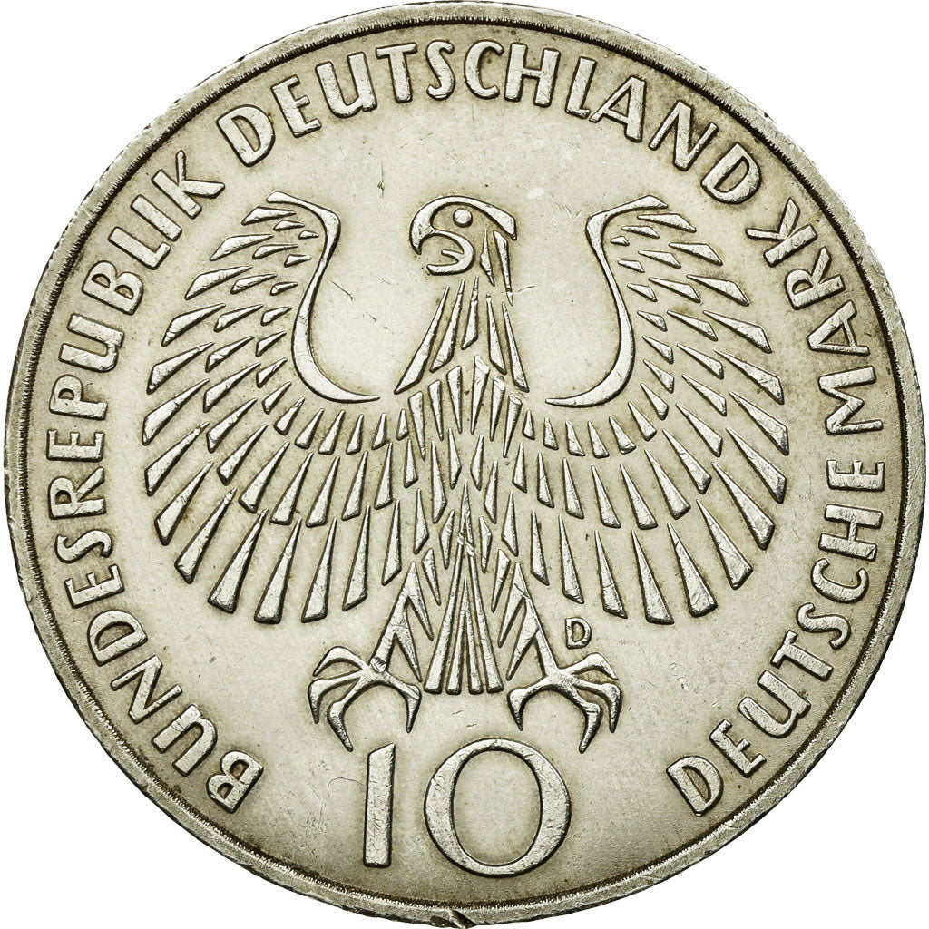 Moneta, Niemcy - RFN, 10 Mark, 1972, Munich, AU(55-58), Srebro, KM:135