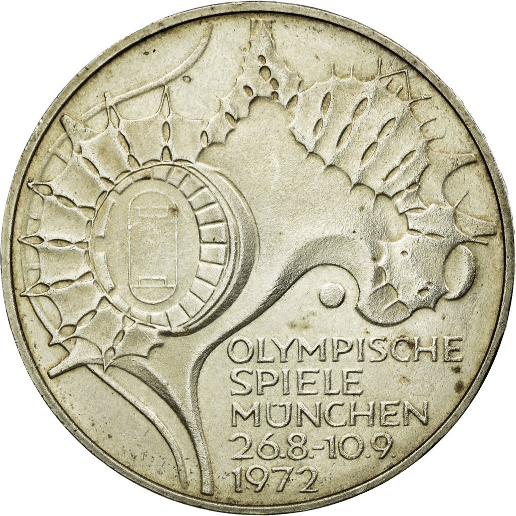 Moneda, ALEMANIA - REPÚBLICA FEDERAL, 10 Mark, 1972, Stuttgart, EBC, Plata