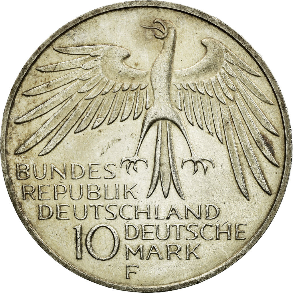 Moneda, ALEMANIA - REPÚBLICA FEDERAL, 10 Mark, 1972, Stuttgart, EBC, Plata