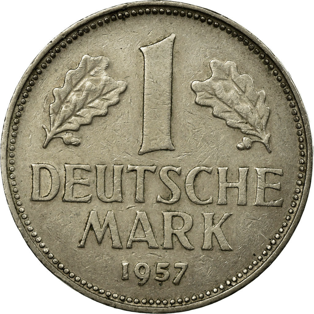 Coin, GERMANY - FEDERAL REPUBLIC, Mark, 1957, Munich, EF(40-45), Copper-nickel