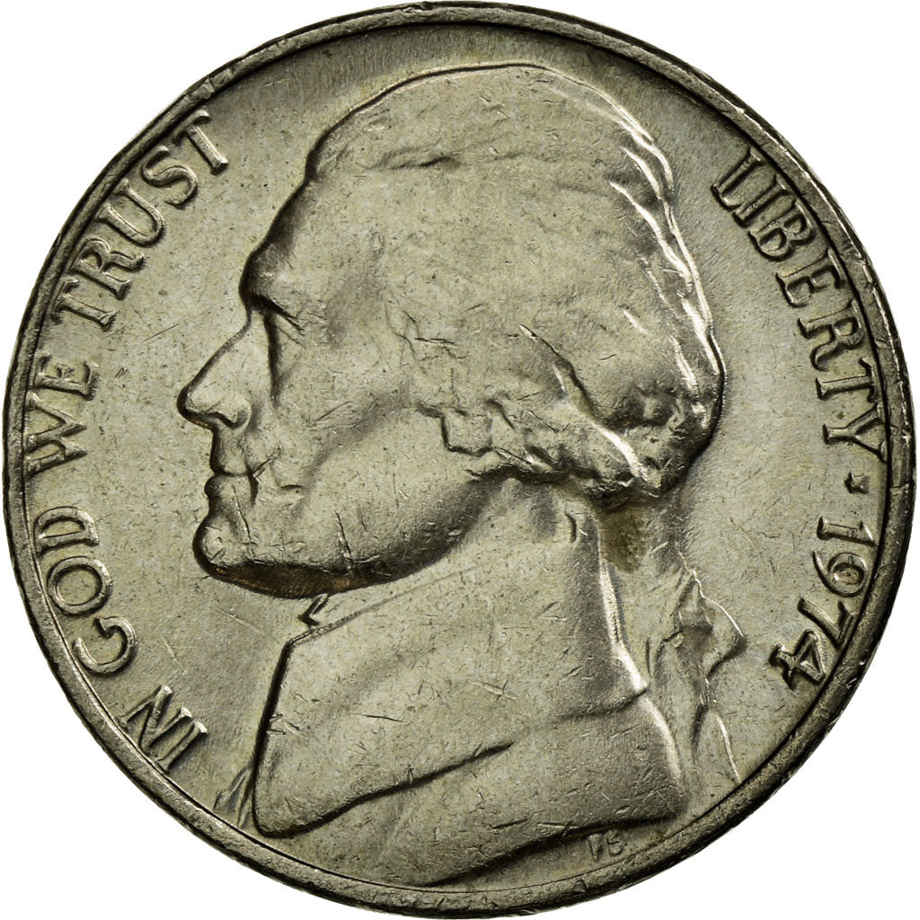 Munten, Verenigde Staten, Jefferson Nickel, 5 Cents, 1974, U.S. Mint