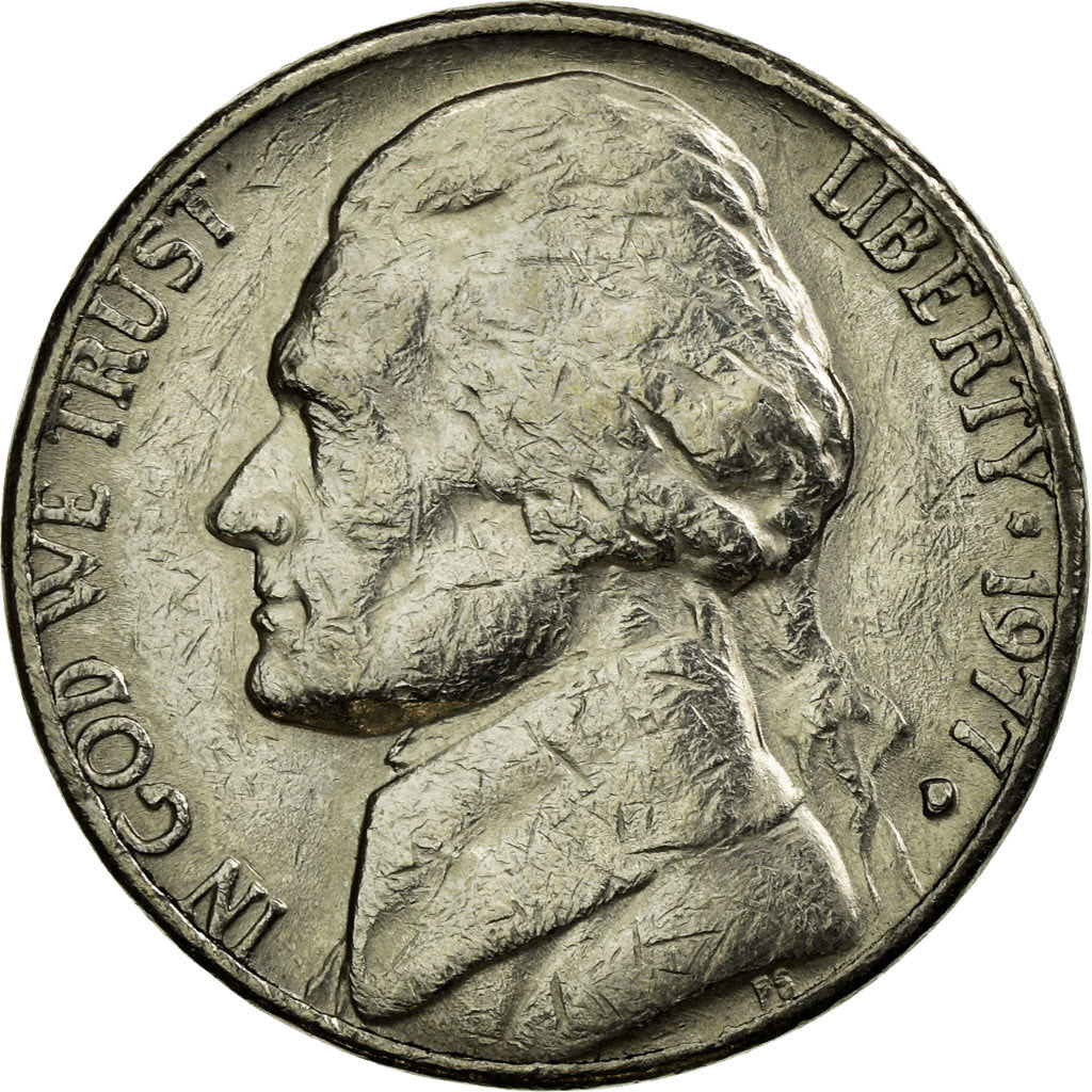 Moneda, Estados Unidos, Jefferson Nickel, 5 Cents, 1977, U.S. Mint, Denver, BC+