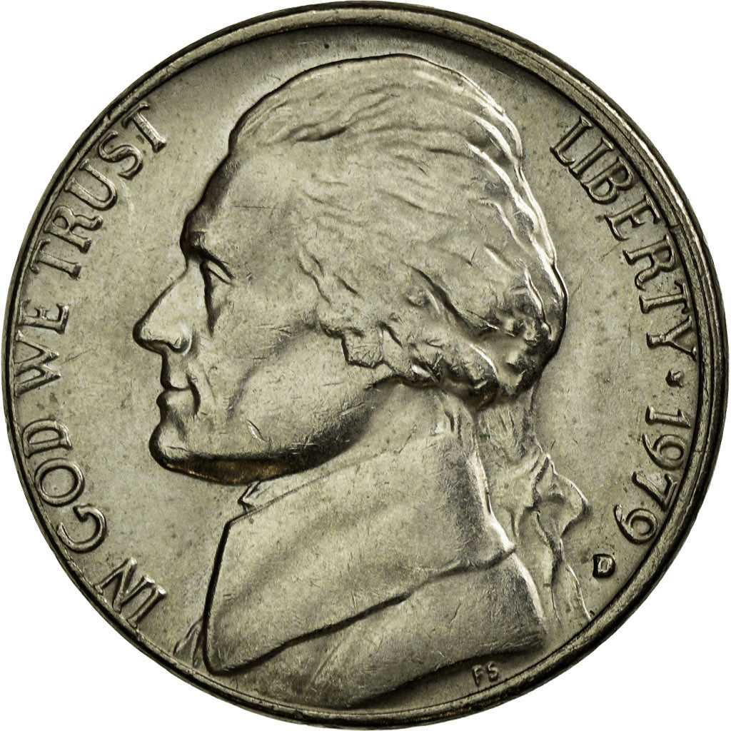 Coin, United States, Jefferson Nickel, 5 Cents, 1979, U.S. Mint, Denver