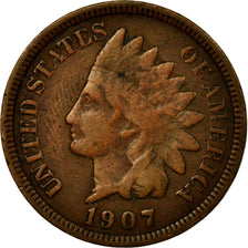 Coin, United States, Indian Head Cent, Cent, 1907, U.S. Mint, Philadelphia