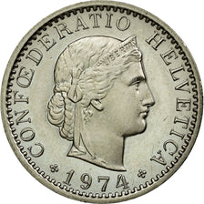 Coin, Switzerland, 20 Rappen, 1974, Bern, MS(63), Copper-nickel, KM:29a