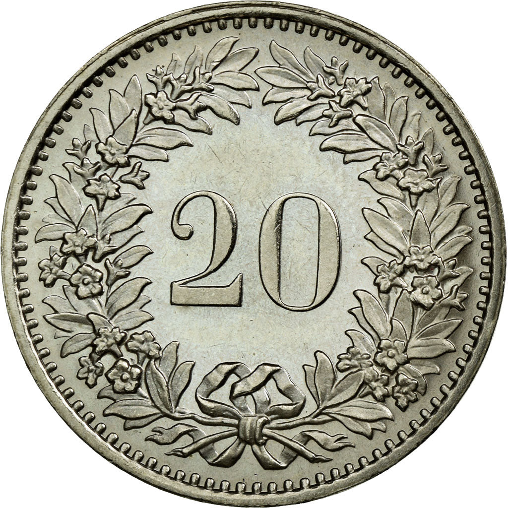 Coin, Switzerland, 20 Rappen, 1974, Bern, MS(63), Copper-nickel, KM:29a