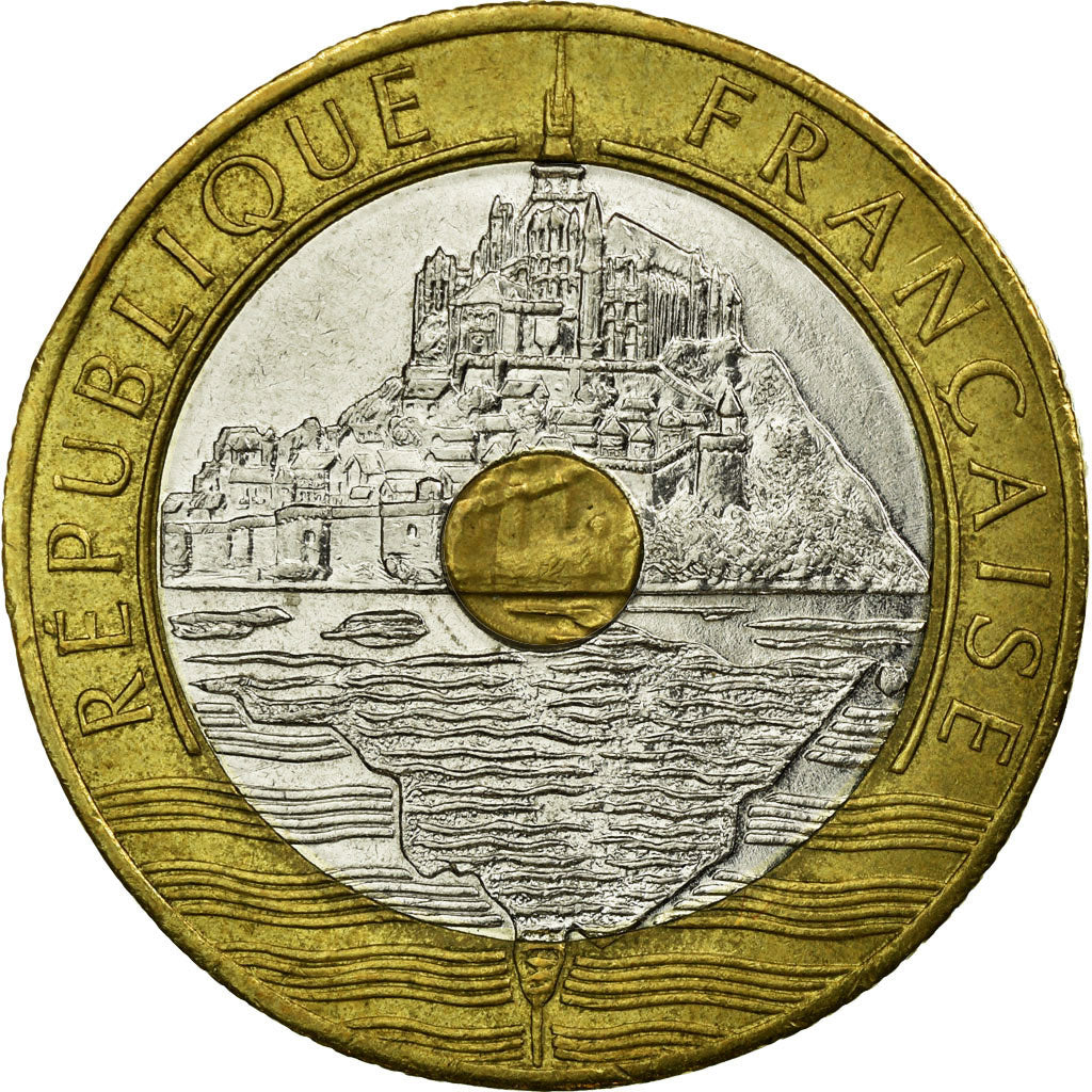 Monnaie, France, Mont Saint Michel, 20 Francs, 1992, Paris, TB+, Tri-Metallic