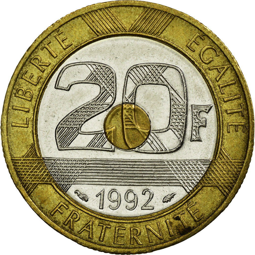 Monnaie, France, Mont Saint Michel, 20 Francs, 1992, Paris, TB+, Tri-Metallic