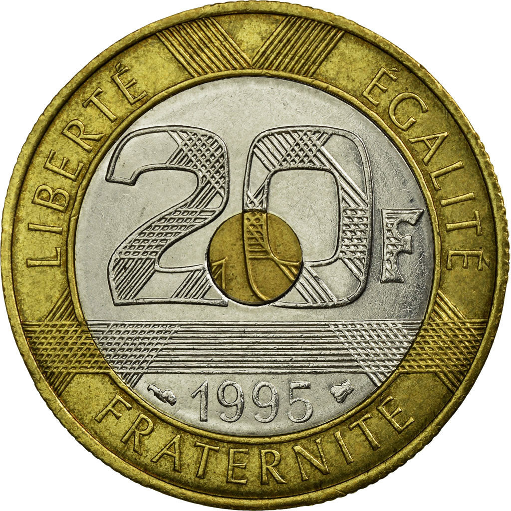 Moneta, Francia, Mont Saint Michel, 20 Francs, 1995, Paris, BB, Tri-metallico