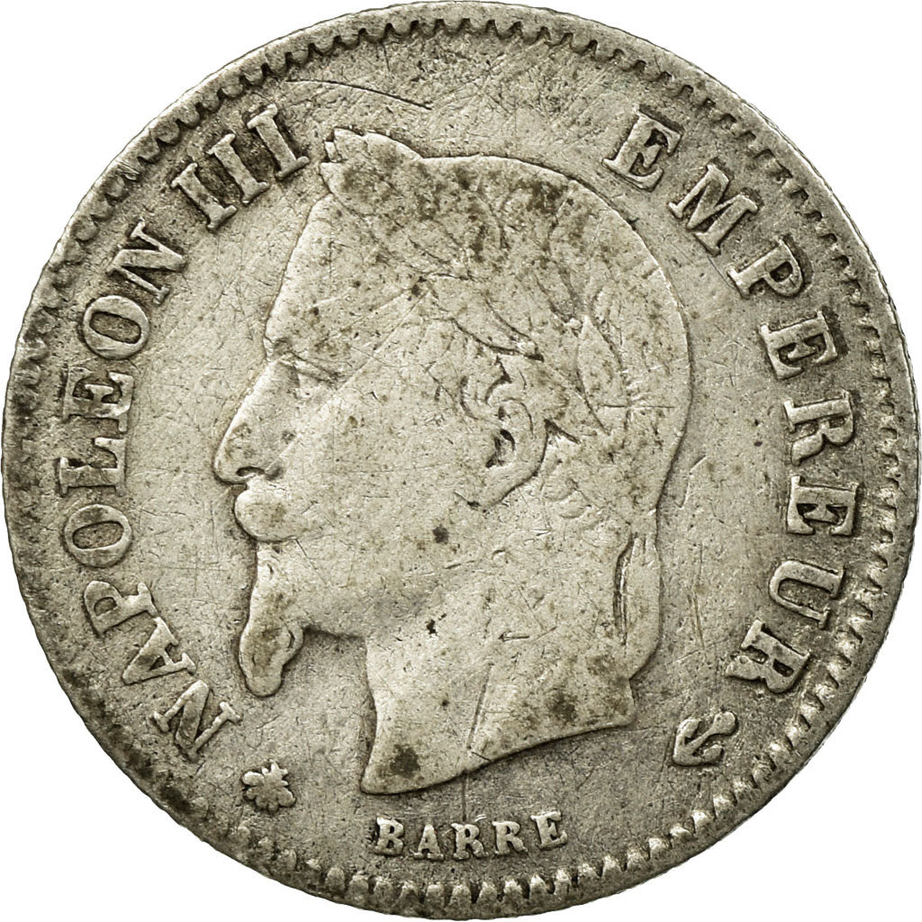 Moneda, Francia, Napoleon III, Napoléon III, 20 Centimes, 1867, Paris, BC+