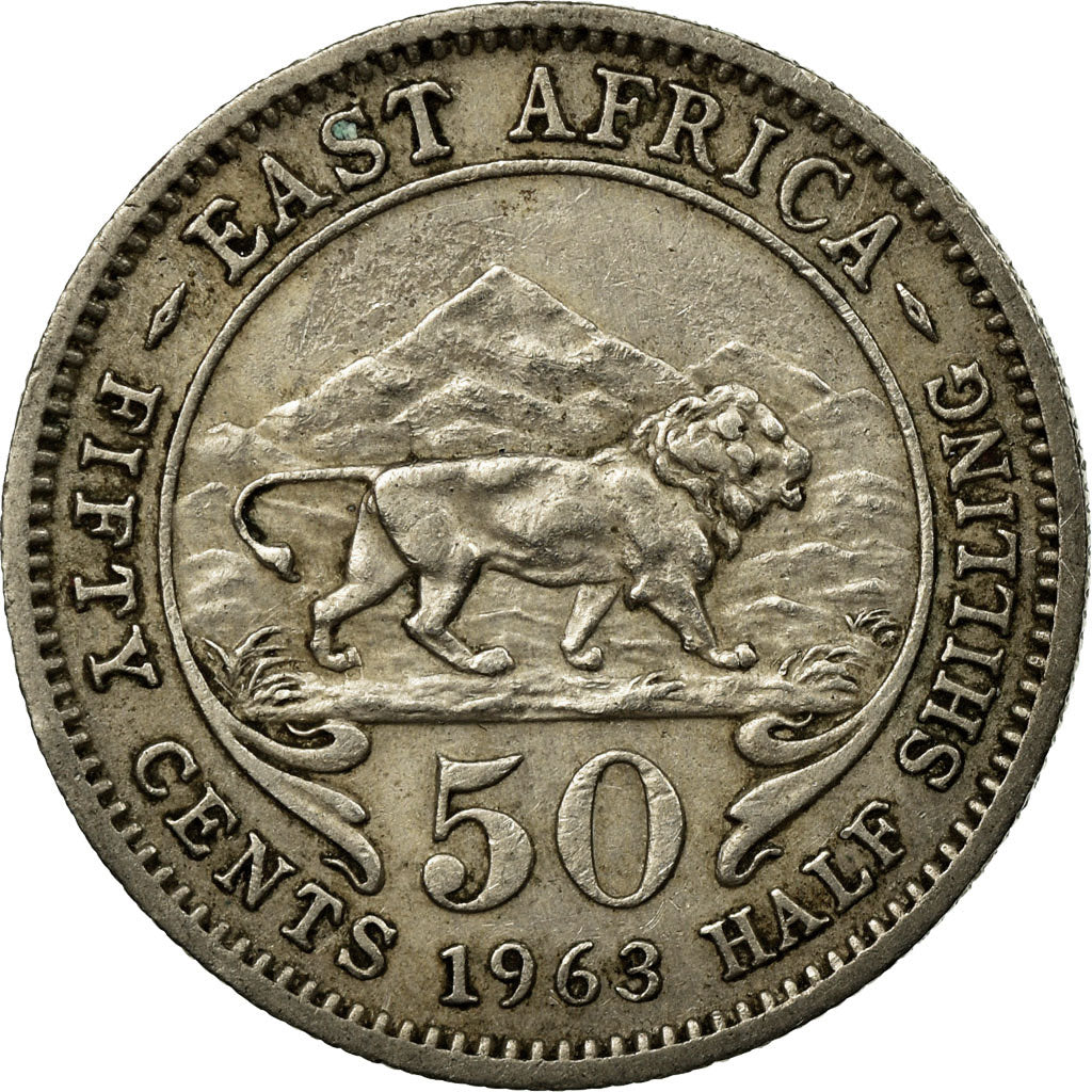 Coin, EAST AFRICA, Elizabeth II, 50 Cents, 1963, EF(40-45), Copper-nickel, KM:36