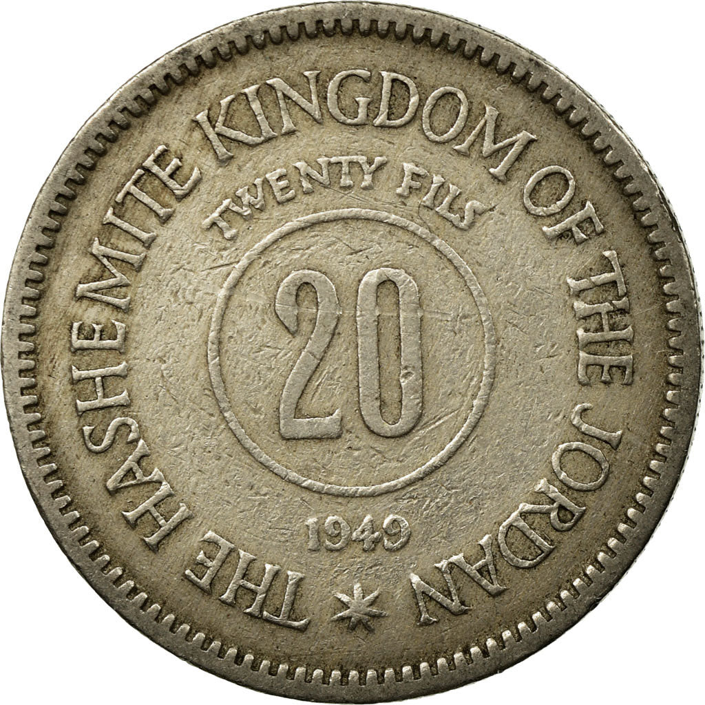 Coin, Jordan, Abdullah, 20 Fils, 1949, EF(40-45), Copper-nickel, KM:5