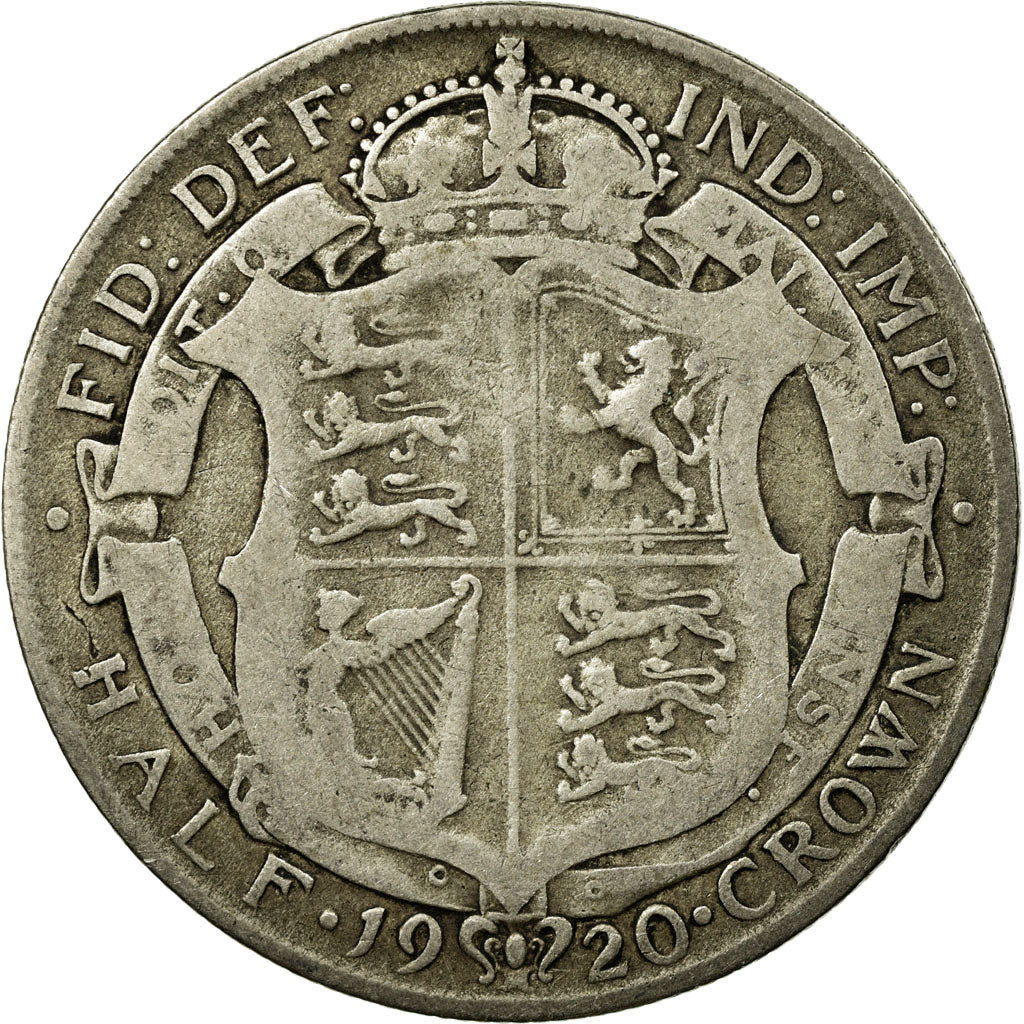 Coin, Great Britain, George V, 1/2 Crown, 1920, VF(30-35), Silver, KM:818.1a
