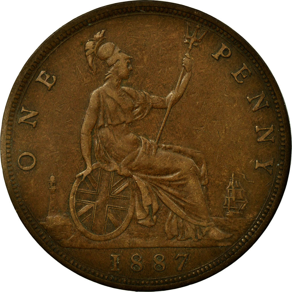 Coin, Great Britain, Victoria, Penny, 1887, EF(40-45), Bronze, KM:755