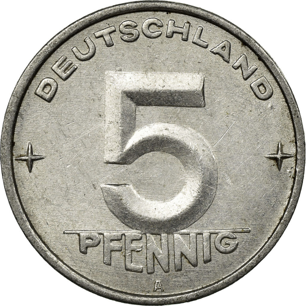 Münze, GERMAN-DEMOCRATIC REPUBLIC, 5 Pfennig, 1952, Berlin, SS, Aluminium, KM:6