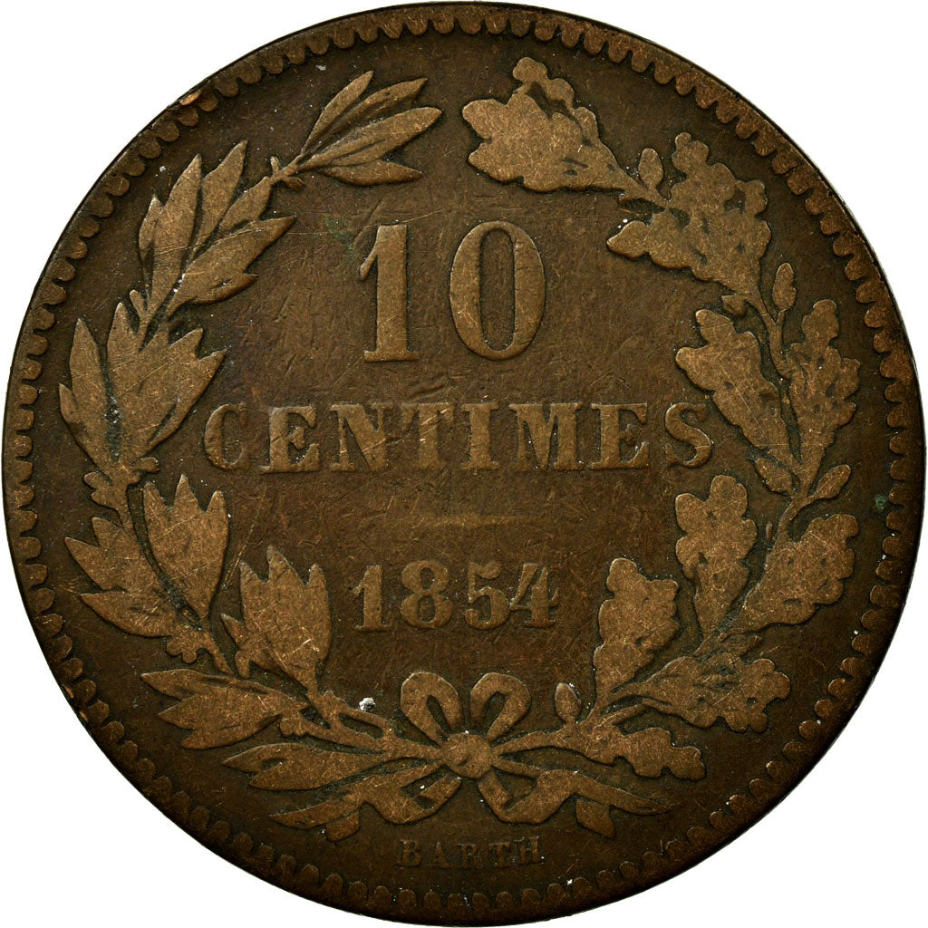 Moneta, Lussemburgo, William III, 10 Centimes, 1854, Utrecht, MB, Bronzo