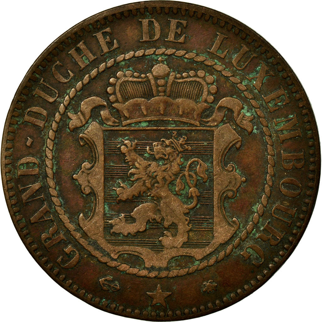 Coin, Luxembourg, William III, 10 Centimes, 1865, Paris, EF(40-45), Bronze