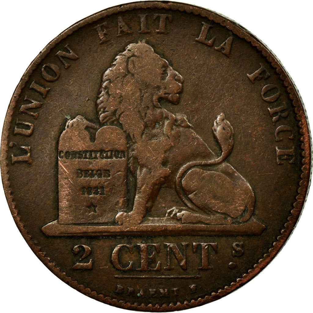 Coin, Belgium, Leopold I, 2 Centimes, 1856, VF(30-35), Copper, KM:4.2