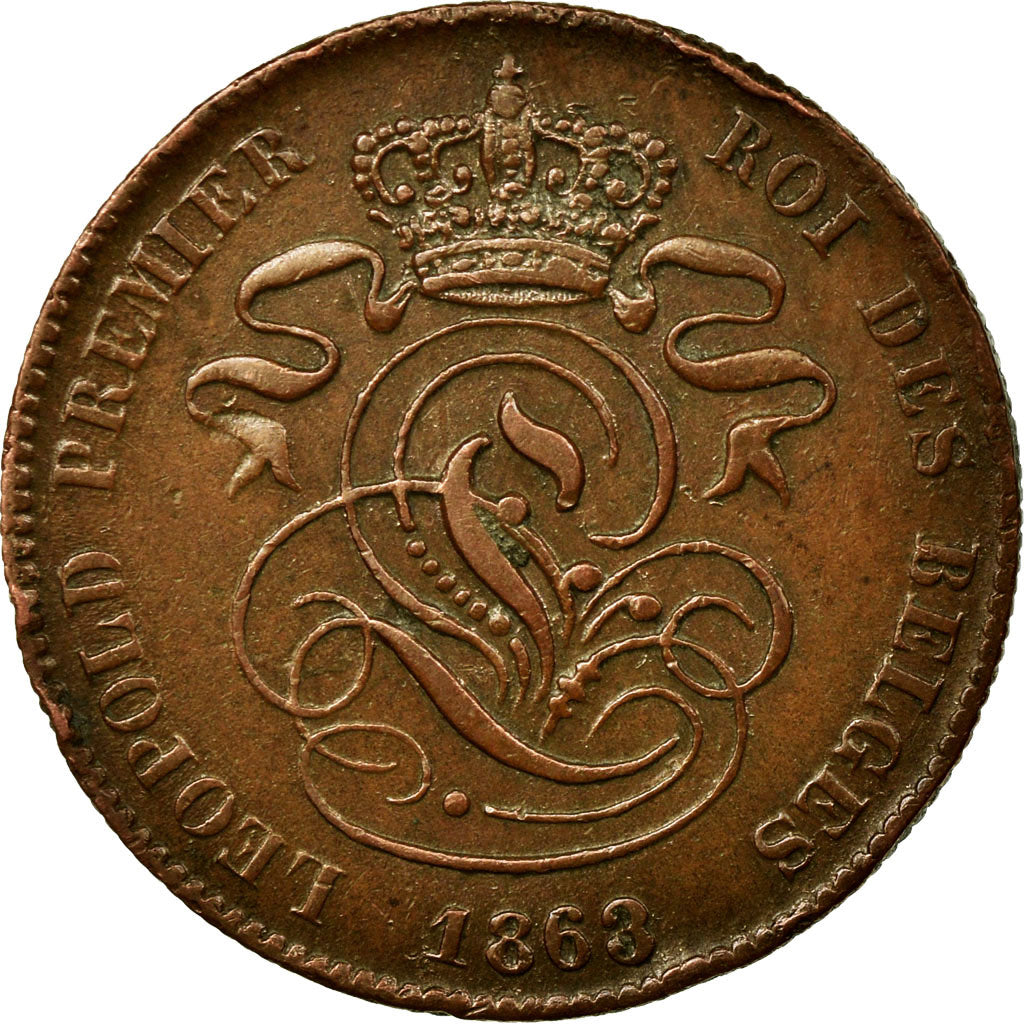 Coin, Belgium, Leopold I, 2 Centimes, 1863, EF(40-45), Copper, KM:4.2