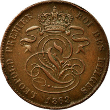 Münze, Belgien, Leopold I, 2 Centimes, 1863, SS, Kupfer, KM:4.2