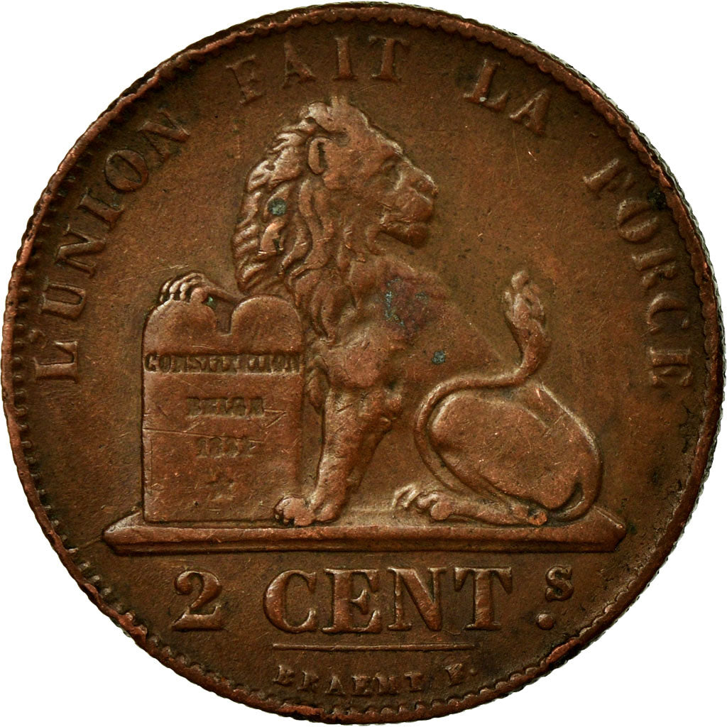 Coin, Belgium, Leopold I, 2 Centimes, 1863, EF(40-45), Copper, KM:4.2