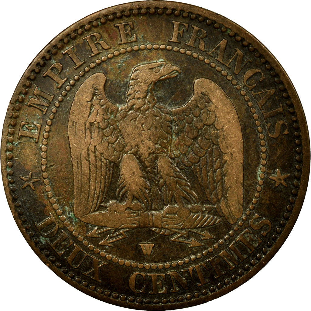 Moneda, Francia, Napoleon III, Napoléon III, 2 Centimes, 1856, Lille, BC+