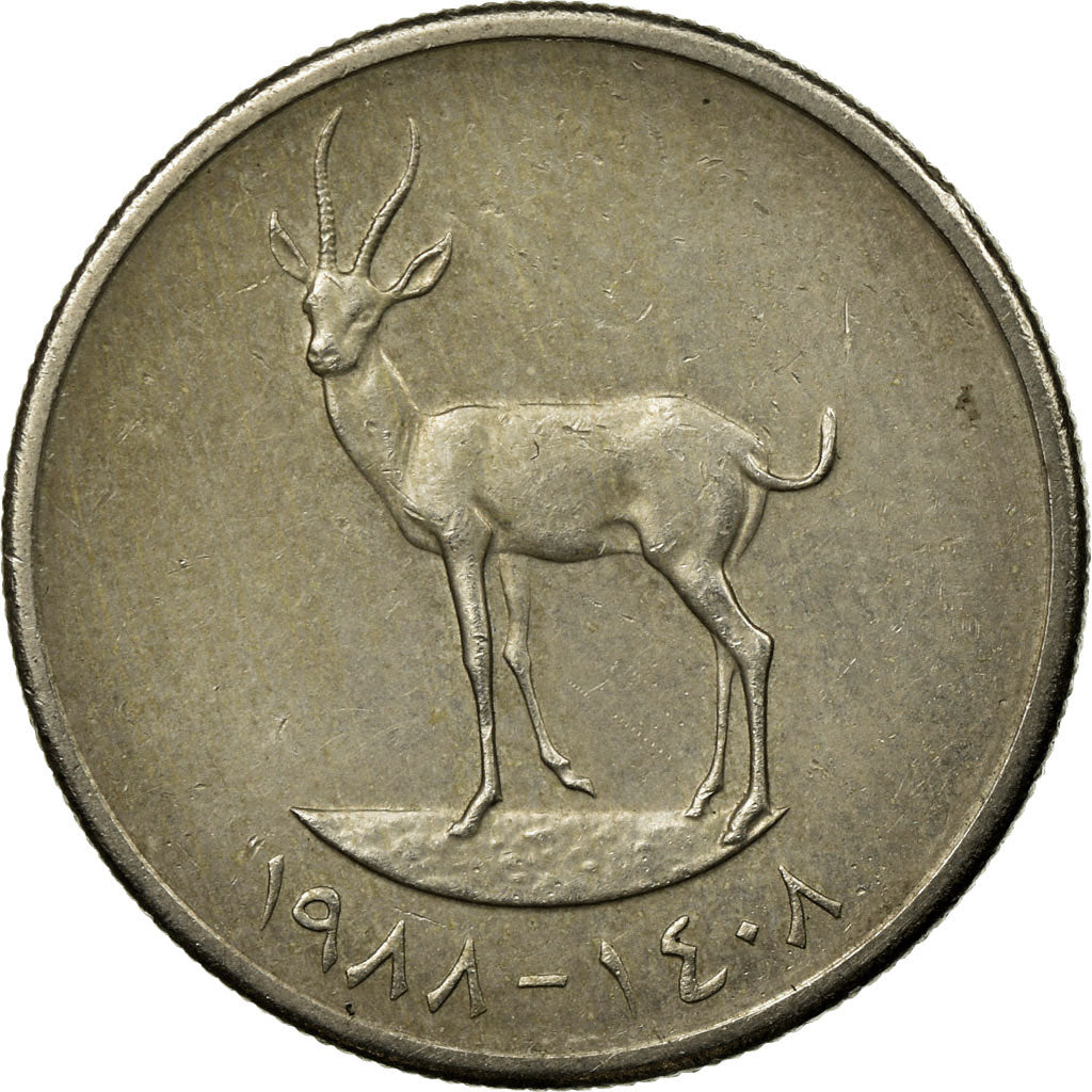 Monnaie, United Arab Emirates, 25 Fils, 1988/AH1408, British Royal Mint, TTB
