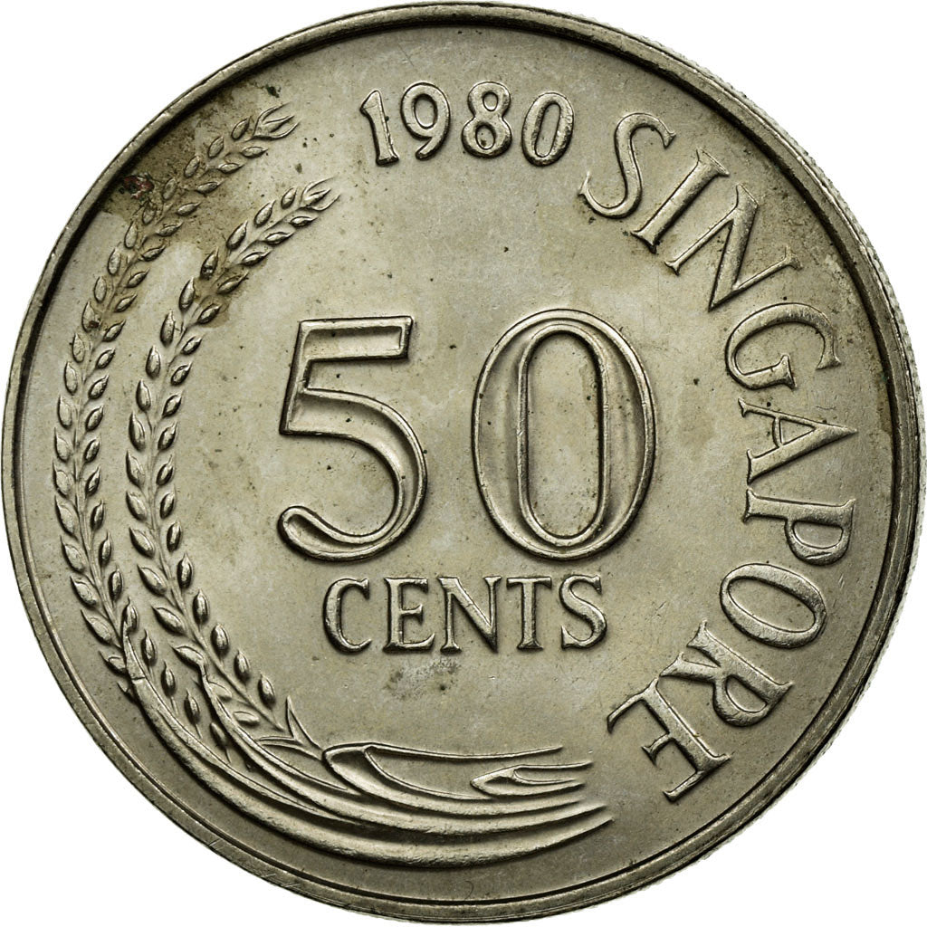 Münze, Singapur, 50 Cents, 1980, Singapore Mint, S+, Copper-nickel, KM:5