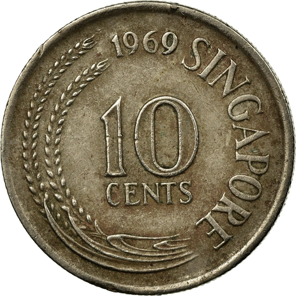 Coin, Singapore, 10 Cents, 1969, Singapore Mint, VF(30-35), Copper-nickel, KM:3