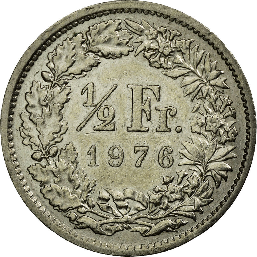 Münze, Schweiz, 1/2 Franc, 1976, Bern, SS, Copper-nickel, KM:23a.1