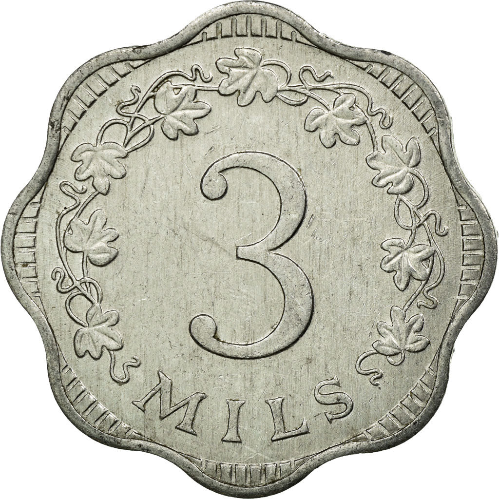 Coin, Malta, 3 Mils, 1972, British Royal Mint, EF(40-45), Aluminum, KM:6