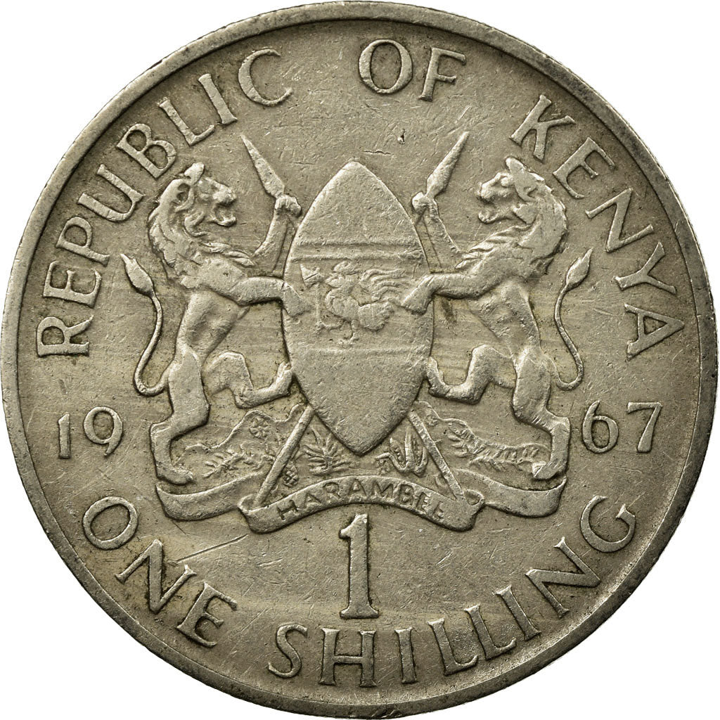 Münze, Kenya, Shilling, 1967, S+, Copper-nickel, KM:5