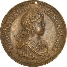 França, Medal, Louis XIV et Anne d'Autriche, História, 1643, Warin, EF(40-45)