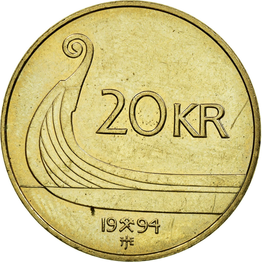 Coin, Norway, Harald V, 20 Kroner, 1994, EF(40-45), Nickel-brass, KM:453