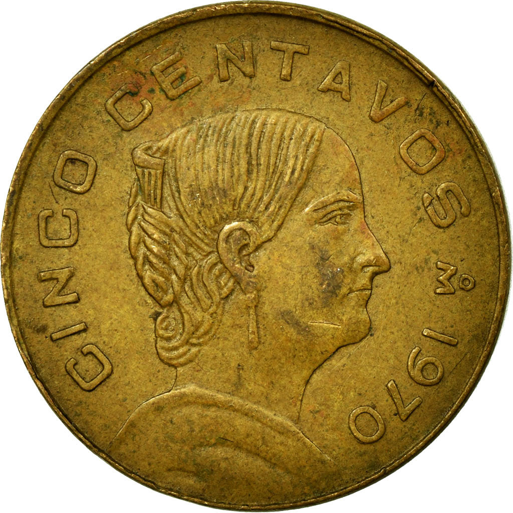 Coin, Mexico, 5 Centavos, 1970, Mexico City, VF(30-35), Brass, KM:427