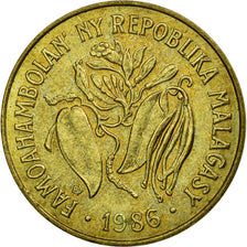 Coin, Madagascar, 10 Francs, 2 Ariary, 1986, Paris, EF(40-45), Aluminum-Bronze