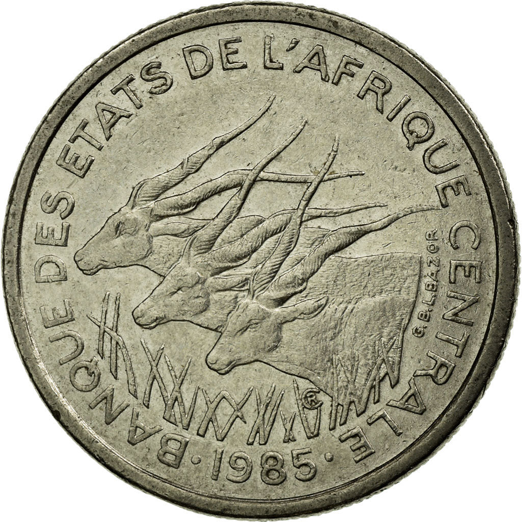 Moneda, Estados del África central, 50 Francs, 1985, Paris, MBC, Níquel, KM:11