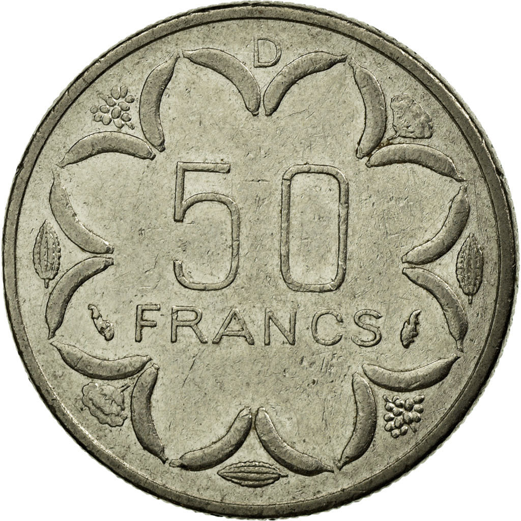 Moneda, Estados del África central, 50 Francs, 1985, Paris, MBC, Níquel, KM:11